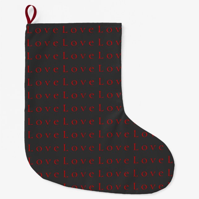 Grande Chaussette De Noël Stylish Unique Gris Rouge Amour (Devant)