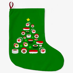 Grande Chaussette De Noël sushi d'arbre de Noël laid