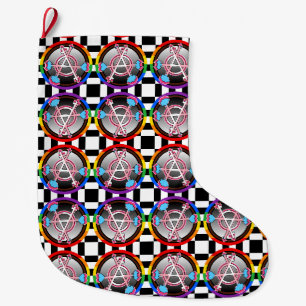 Grande Chaussette De Noël Symbole de l'anarchie de genre, emblème sur damier