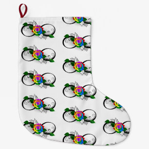 Grande Chaussette De Noël Symbole d'infini avec Rose arc-en-ciel