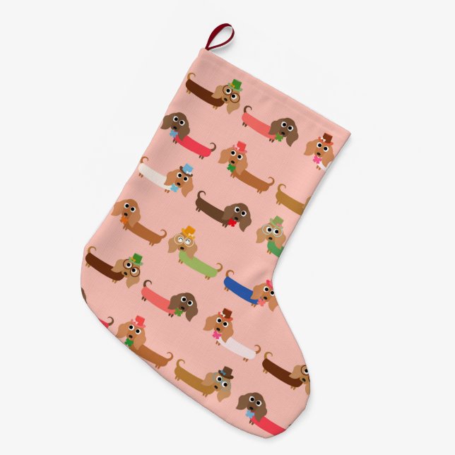 Grande Chaussette De Noël Teckels drôles (Devant (Accrochage))