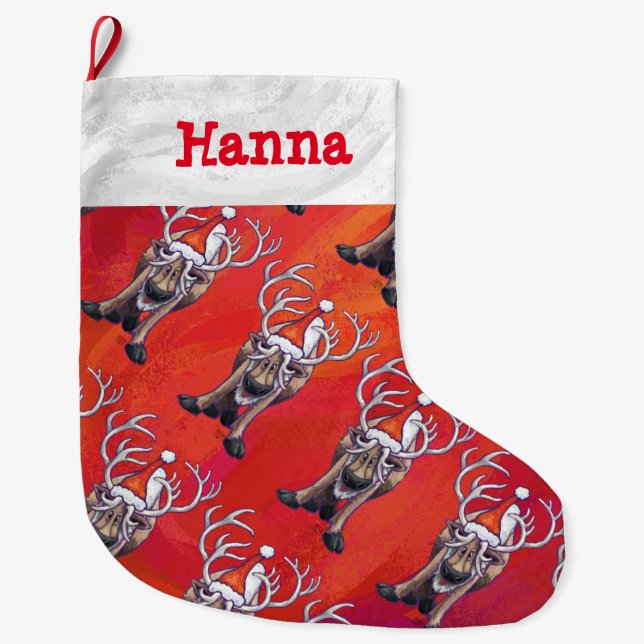 Grande Chaussette De Noël Têtes et sentiers Reindeer Motif Noël (Devant)