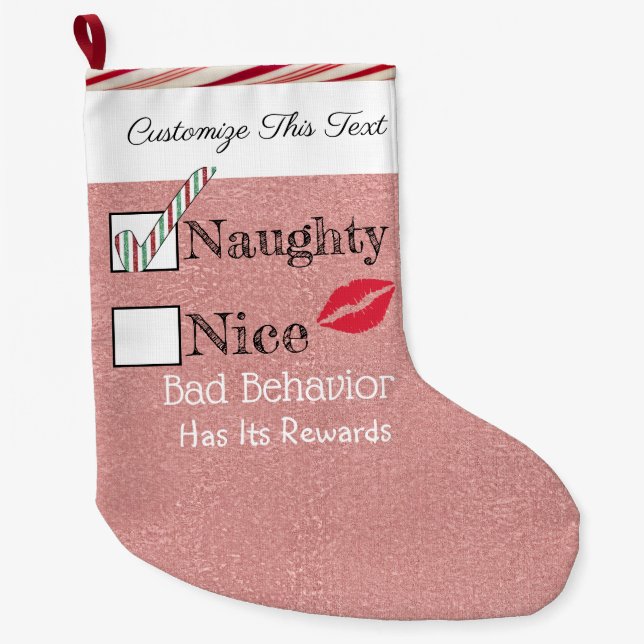 Grande Chaussette De Noël Texte personnalisé / Rose de Noël Parties scintill (Devant)