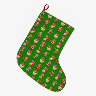 Grande Chaussette De Noël Tigers comme Père Noël Noël répéter le design moti