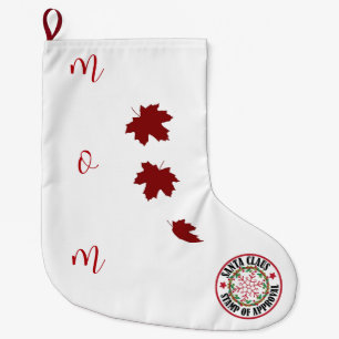 Grande Chaussette De Noël Timbre père Noël d'approbation personnalisé blanc