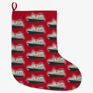 Grande Chaussette De Noël Titanic rouge vintage 
