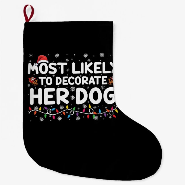 Grande Chaussette De Noël Très Probable De Décorer Sa Famille De Chiens Noël (Devant)