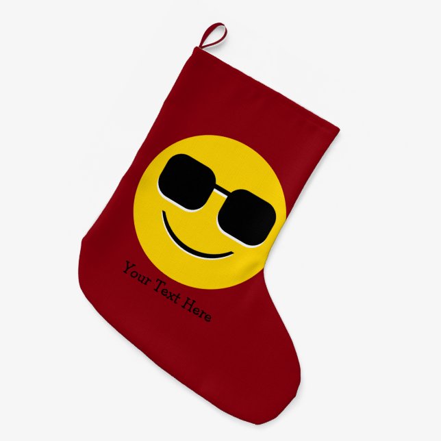 Grande Chaussette De Noël Type frais d'Emoji de lunettes de soleil (Devant (Accrochage))