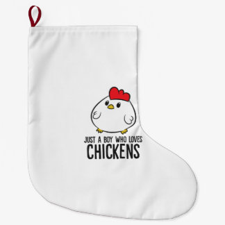 Grande Chaussette De Noël Un garçon de poulet juste un garçon qui aime les p