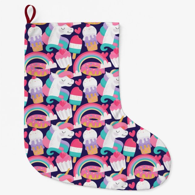 Grande Chaussette De Noël Unicorne (Devant)