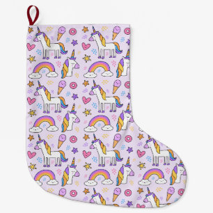 Grande Chaussette De Noël Unicornes