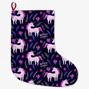 Grande Chaussette De Noël Unicornes