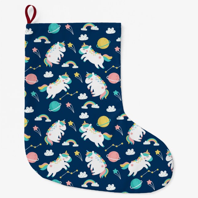 Grande Chaussette De Noël Unicorns (Devant)