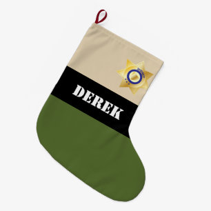 Grande Chaussette De Noël Uniforme Sheriff personnalisable