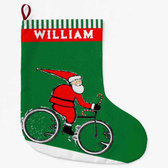 Grande Chaussette De Noël Vacances à vélo (Devant)
