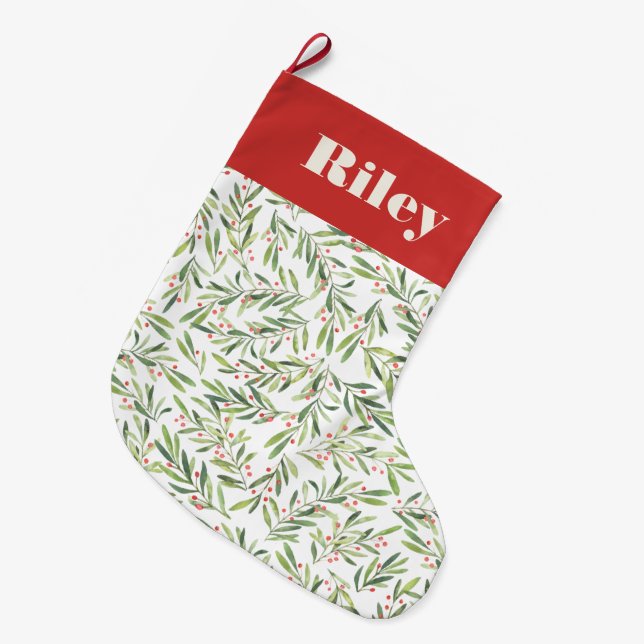 Grande Chaussette De Noël Vacances de Noël Holly et Berries (Devant (Accrochage))