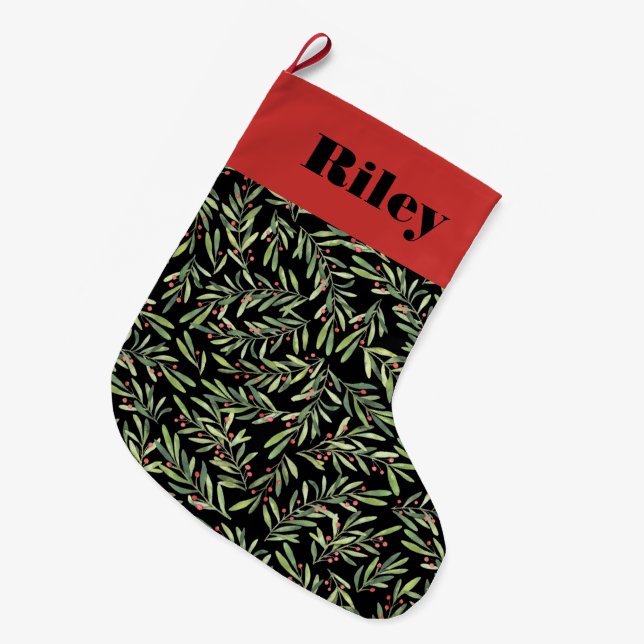 Grande Chaussette De Noël Vacances de Noël Holly et Berries (Devant (Accrochage))