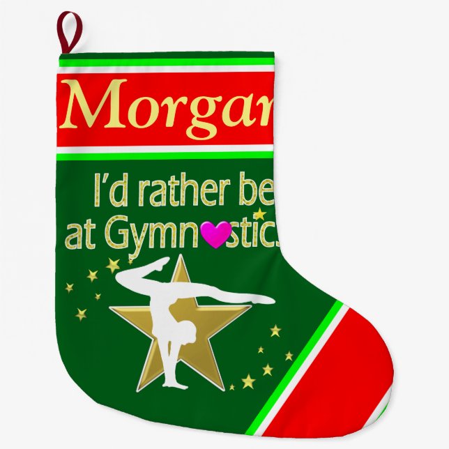 GRANDE CHAUSSETTE DE NOËL VACANCES DE STOCKAGE PERSONNALISÉ DE GYMNASTIQUES (Devant)