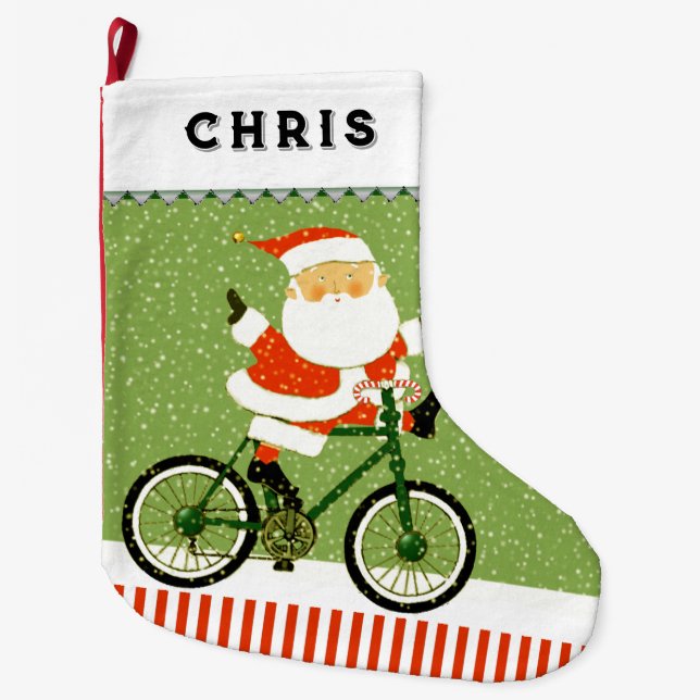 Grande Chaussette De Noël Vélo Vacances cadeau (Devant)