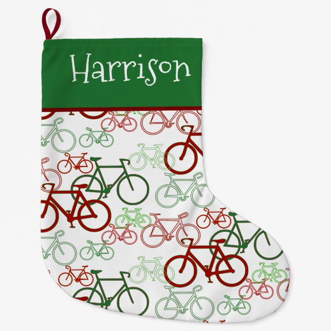 Grande Chaussette De Noël Vélos de route Stockage de Noël personnalisé (Devant)
