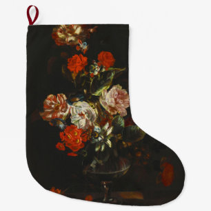 Grande Chaussette De Noël Vie morte vintage avec fleurs