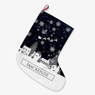 Grande Chaussette De Noël Village de Noël Stockage personnalisé