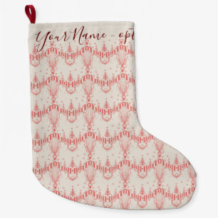 Grande Chaussette De Noël Vintage Français Toile Inspiré Woodland personna