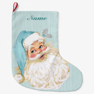 Grande Chaussette De Noël Vintage Santa Claus de l'époque victorienne