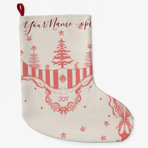 Grande Chaussette De Noël Vintage Toile Français Inspiré Joie Personnalis