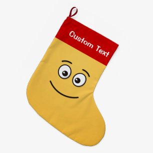 Grande Chaussette De Noël Visage souriant aux yeux ouverts Petit Stocki de N
