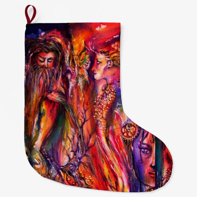 Grande Chaussette De Noël VIVIEN ET MERLIN Imaginaire rouge jaune bleu (Devant)