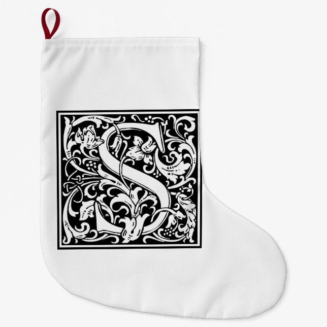 Grande Chaussette De Noël William Morris Alphabet "S" (Devant)