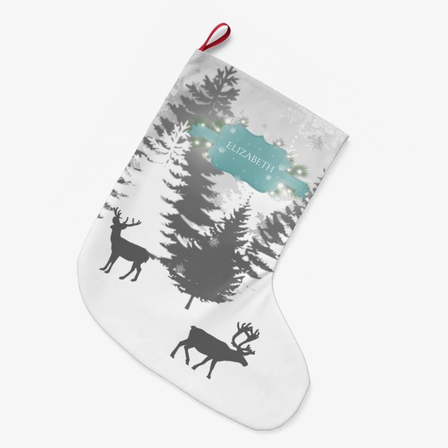 Grande Chaussette De Noël Winter Wonderland Noël Stocker - Turquoise (Devant (Accrochage))