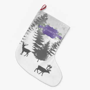 Grande Chaussette De Noël Winter Wonderland Noël Stocker - Violet