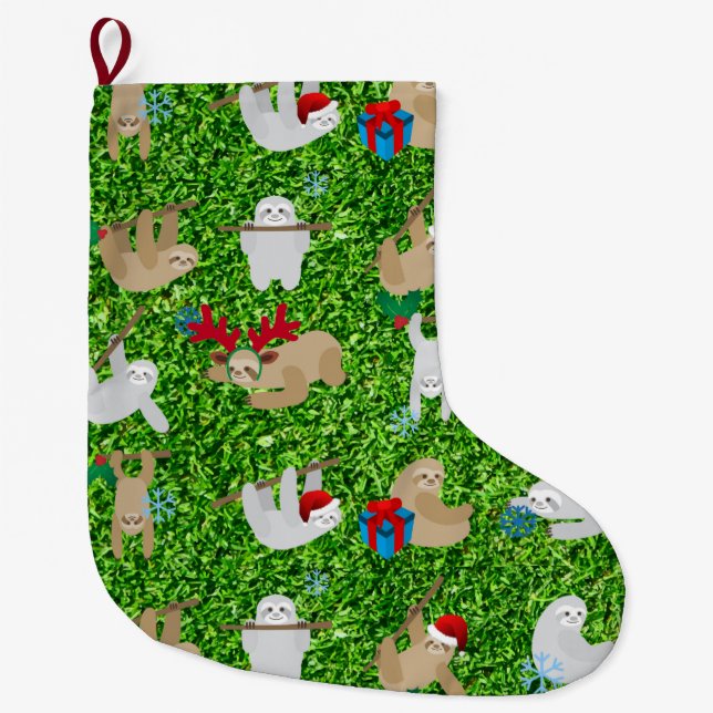 Grande Chaussette De Noël xmas sloth stockage de noël (Devant)