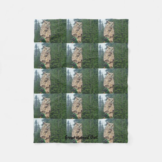 Grande couverture d'ouatine de hibou à cornes (Devant)
