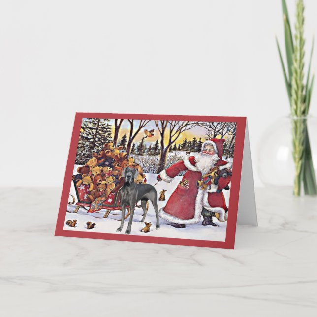 Grande Dane Carte de Noël Père Noël Bears (Devant)