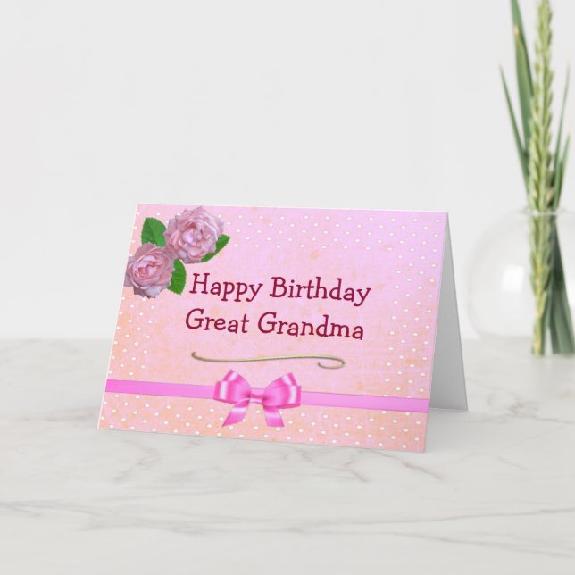 Grande grand-mère rose joyeuse carte d'anniversair (Devant)