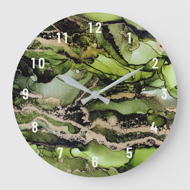 Grande horloge Abstrait Green Black Gold (Recto)