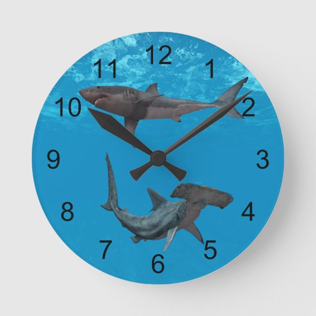 Grande horloge de requin blanc et marteau (Recto)