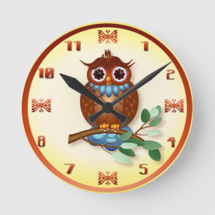 Grande horloge murale Brown de hibou