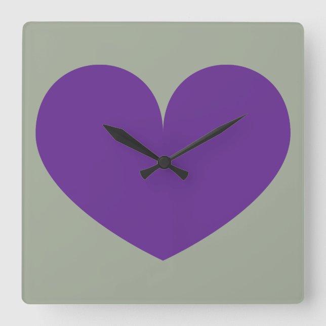 Grande horloge murale de conception de coeur viole (Recto)