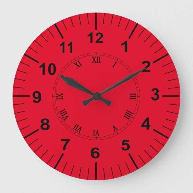 Grande horloge murale de cuisine rouge (Recto)