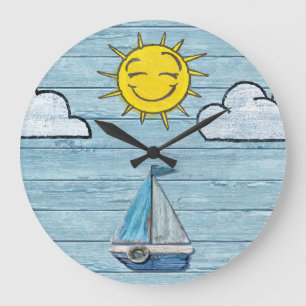 Grande horloge murale Design de Plage de Bois Déri
