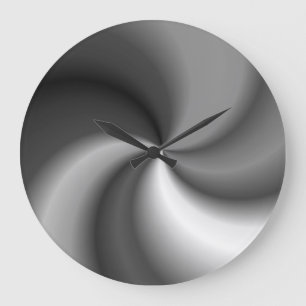Grande horloge murale ronde - argent et remous