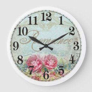 (Grande) horloge murale ronde vintage/roses