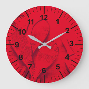 Grande horloge murale rouge faite sur commande de