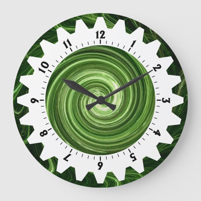Grande Horloge Ronde 01 crantés - Remous vert (Recto)