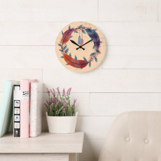 Grande Horloge Ronde 10.75" Boho Patterned Round Acrylic Wall Clock