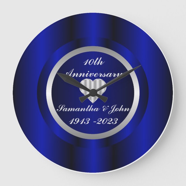 Grande Horloge Ronde 10e anniversaire du Mariage Royal Blue Silver Larg (Recto)